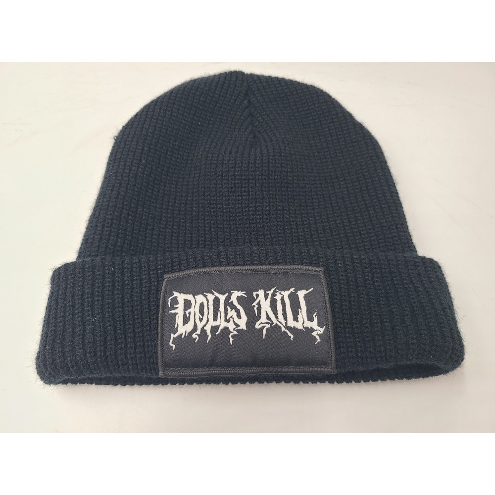 Dolls Kill Beanie Winter Knit Hat Stocking Cap Punk Rock Goth Men Women Black